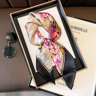 Fashion double G camellia pattern silk scarf