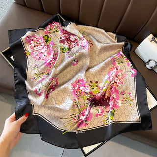 Fashion double G camellia pattern silk scarf